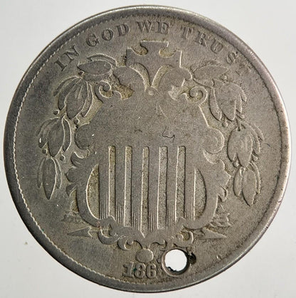 1868 US USA Shield 5 V Cents Coin | Fine Collectable Grade | a9519