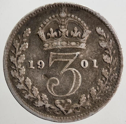 1901 Victoria Threepence Silver Coin | Fine Collectable Grade | a5728