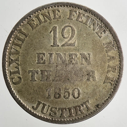 1850 Germany 12 Thaler Silver Coin | Collectable Grade | a9694