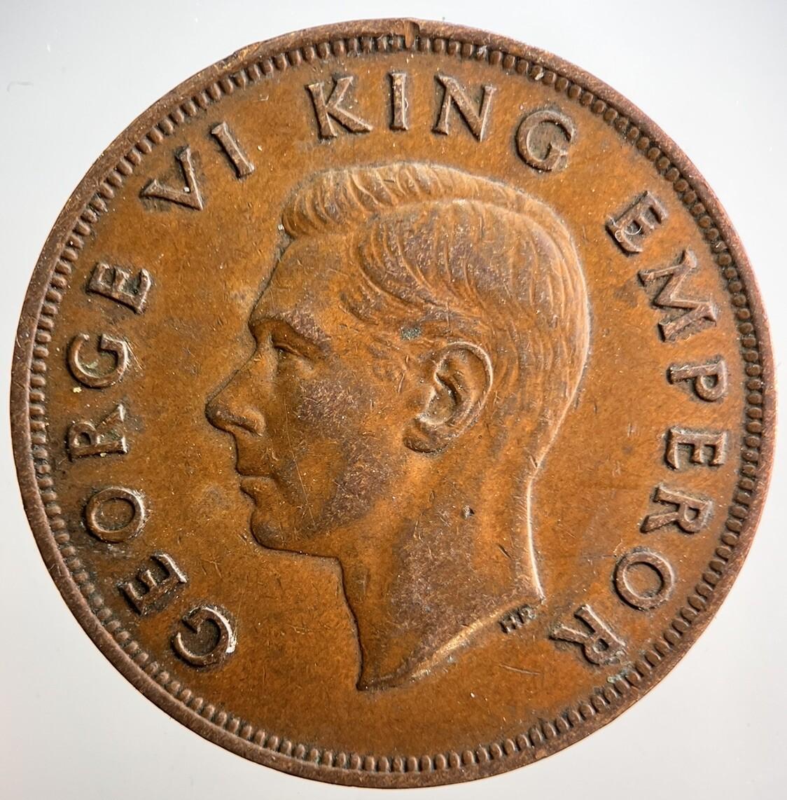 1940 New Zealand One Penny Coin | Fine Collectable Grade