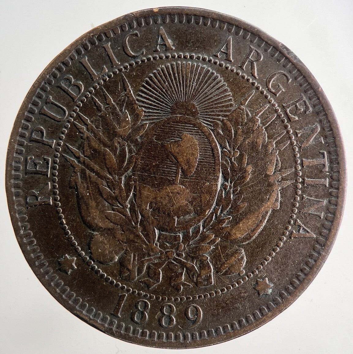 1889 Argentina Dos 2 Centavos Cents Coin | Fine Collectable Grade | a9671