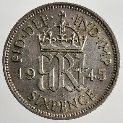 1945 George VI British Sixpence Silver Coin | Very High Grade | a9764
