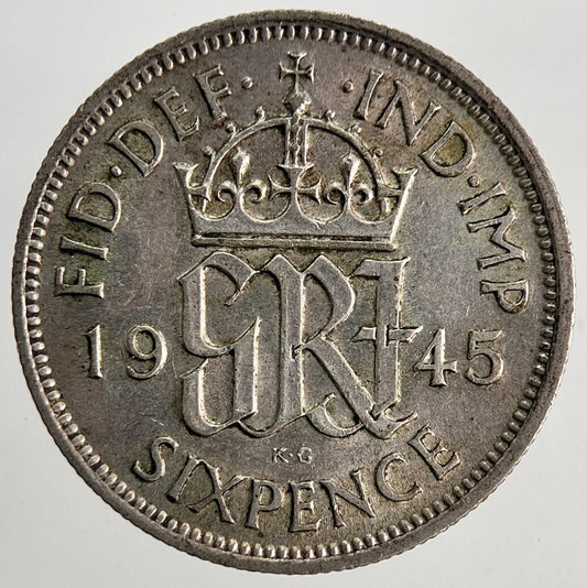 1945 George VI British Sixpence Silver Coin | Very High Grade | a9764
