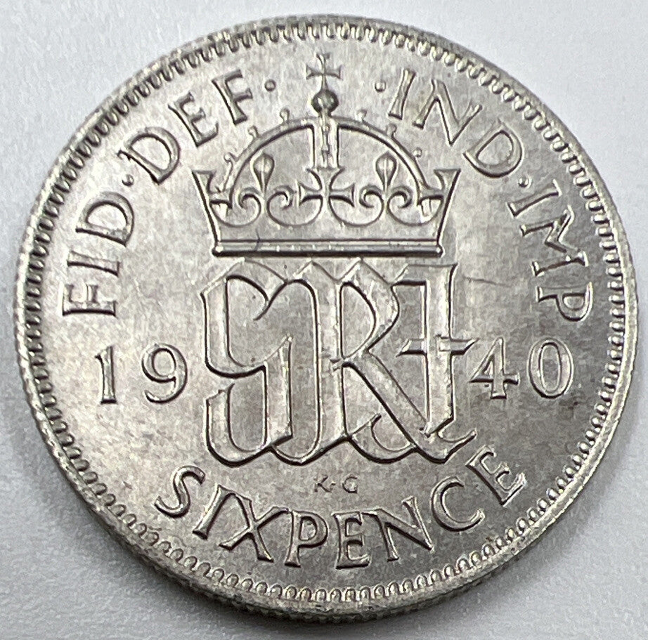 1940 George VI Sixpence | British Silver Coin | Very Fine Grade | a1066