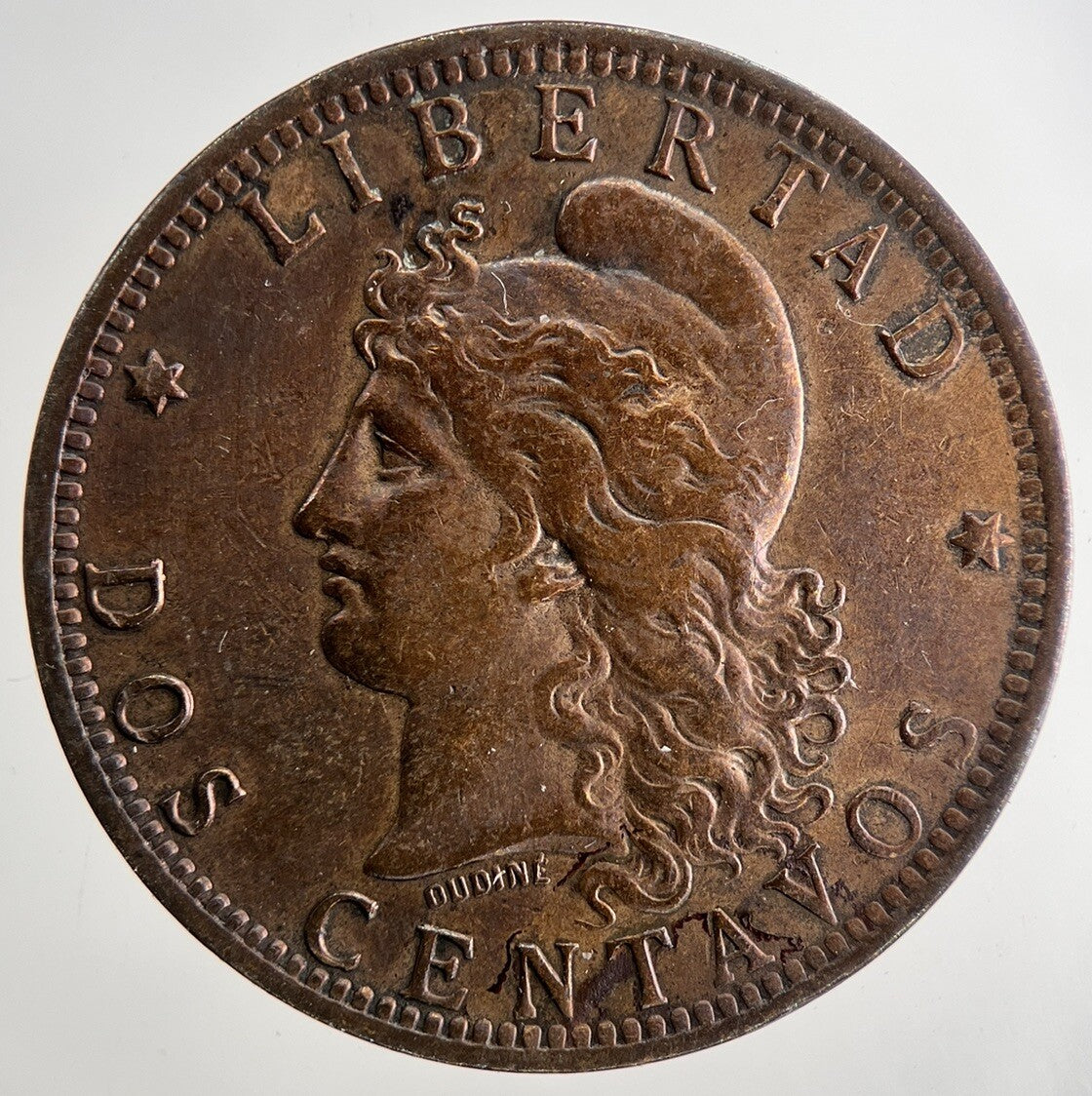 1890 Argentina Dos 2 Centavos Cents Coin | Fine Collectable Grade | a9666