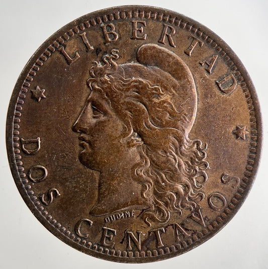 1890 Argentina Dos 2 Centavos Cents Coin | Fine Collectable Grade | a9666