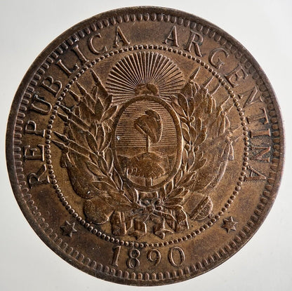 1890 Argentina Dos 2 Centavos Cents Coin | Fine Collectable Grade | a9666