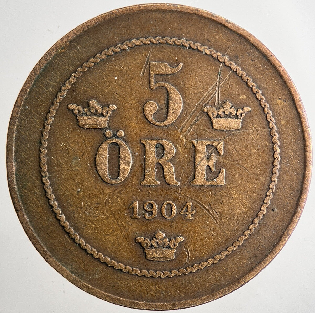 1904 Sweden 5 Ore Coin | Fine Collectable Grade | a9690
