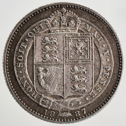 1887 Victoria One Shilling Silver Coin | Very High Grade | a9758