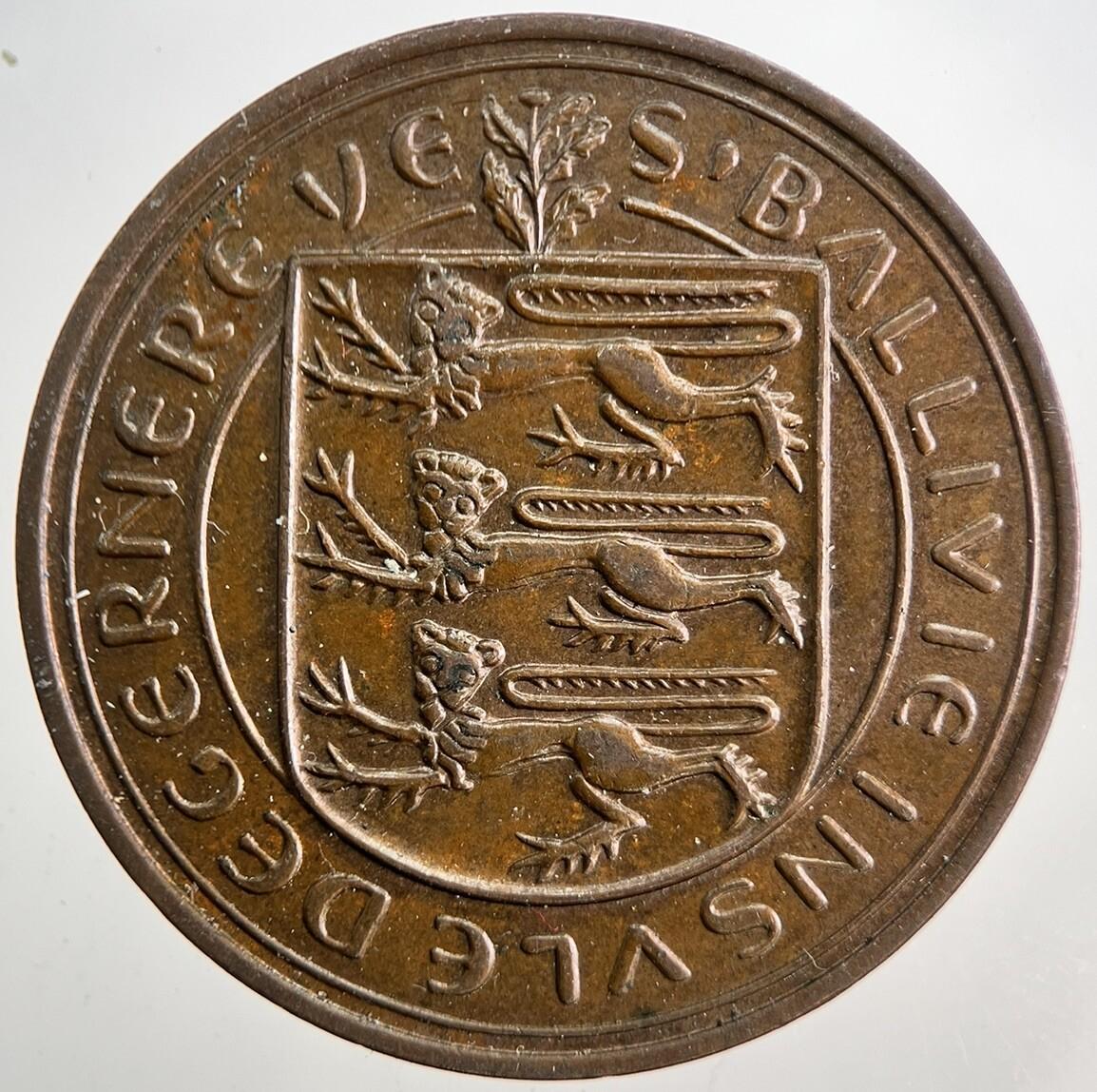 1956 Guernsey 8 Doubles Coin | Fine Collectable Grade | a5719