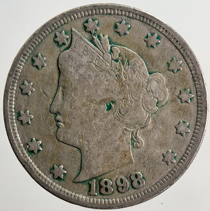 1898 US USA Liberty 5 V Cent Coin | Fine Collectable Grade | a5706
