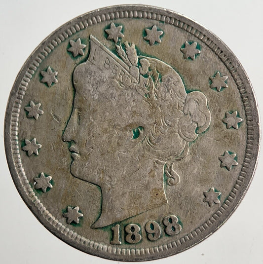 1898 US USA Liberty 5 V Cent Coin | Fine Collectable Grade | a5706