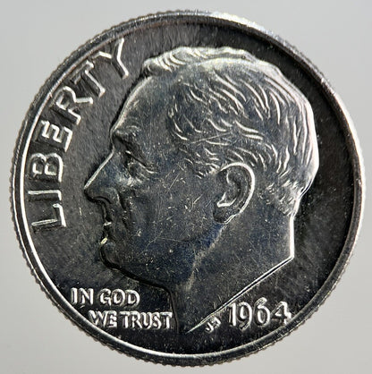 1964 US USA Roosevelt Dime Silver Coin | Very High Grade
