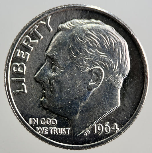 1964 US USA Roosevelt Dime Silver Coin | Very High Grade