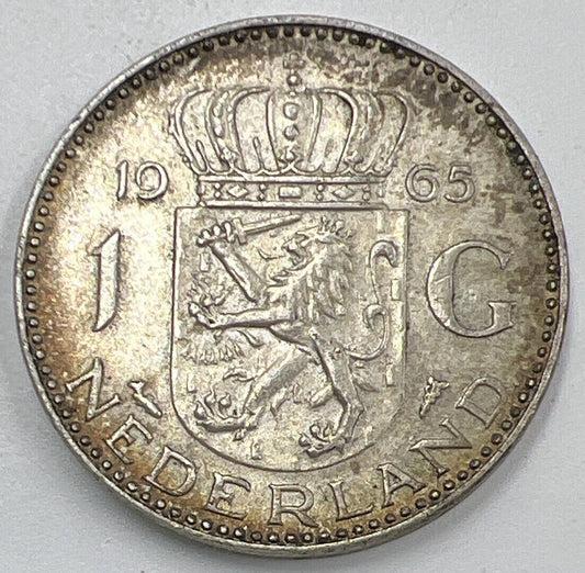 1965 Netherlands One Gulden Silver Coin | Very Fine Collectable Grade | a1540