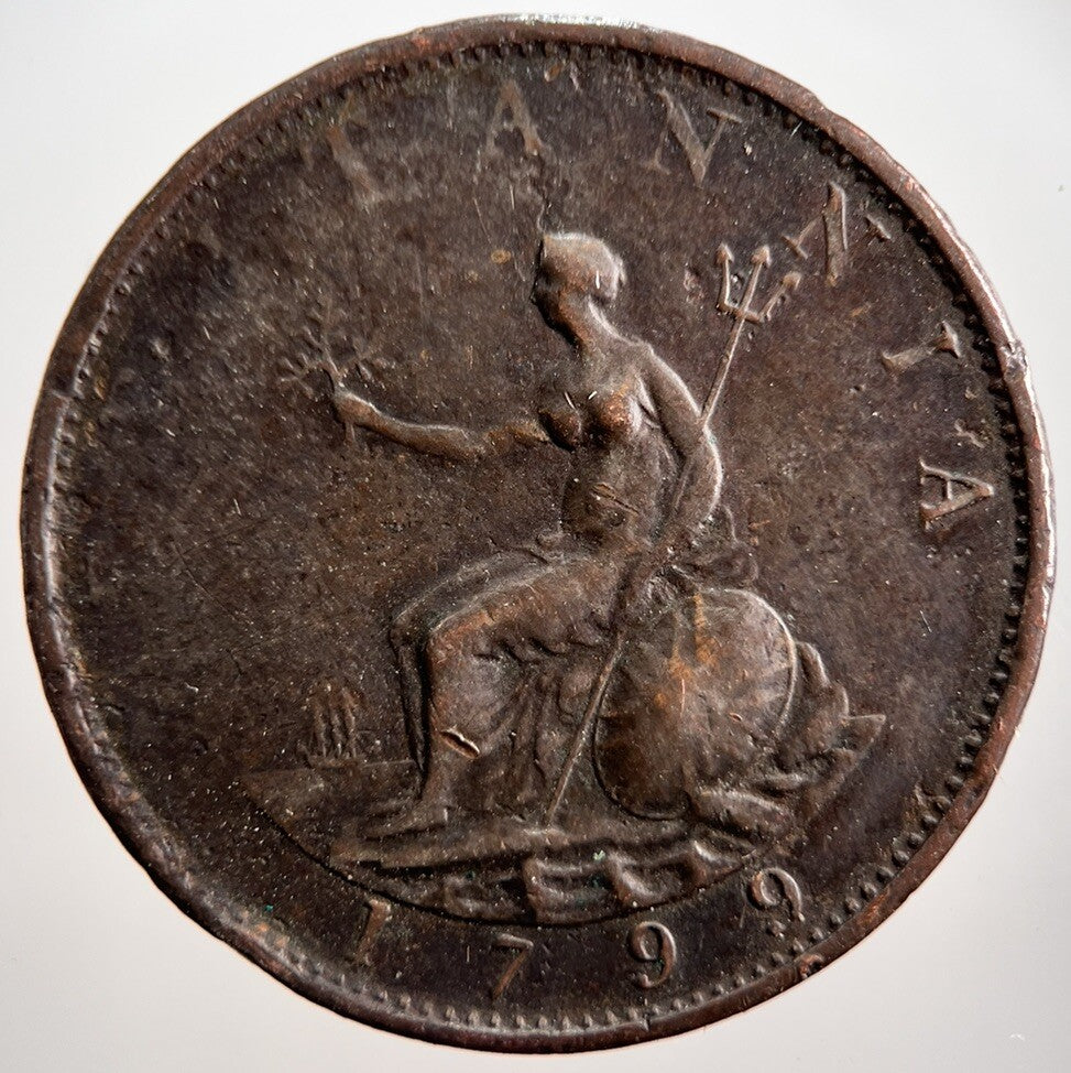 1799 George 3rd III Half-Penny British Coin | Fine Collectable Grade