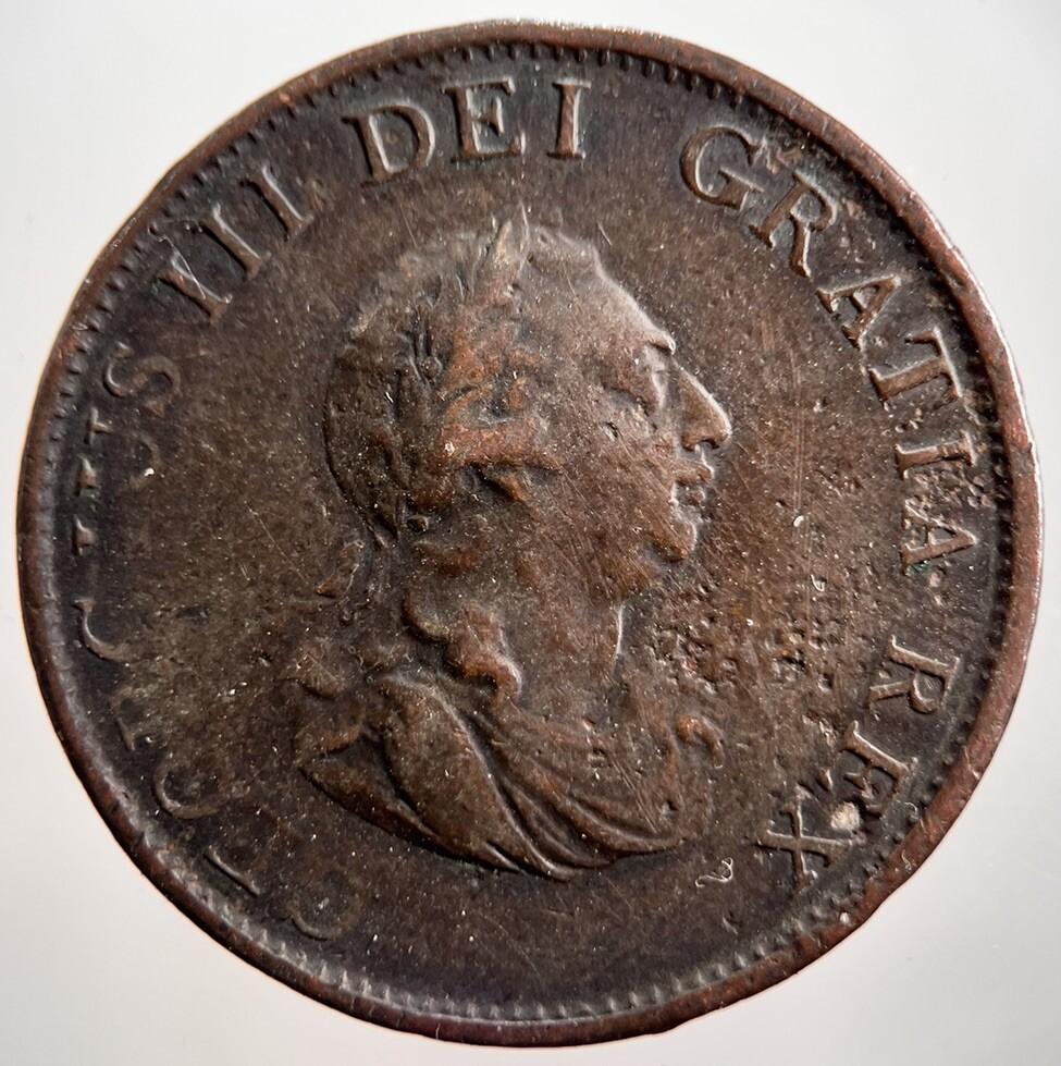 1799 George 3rd III Half-Penny British Coin | Fine Collectable Grade