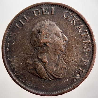 1799 George 3rd III Half-Penny British Coin | Fine Collectable Grade