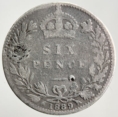 1889 Victoria Sixpence Silver Coin | Fair Grade