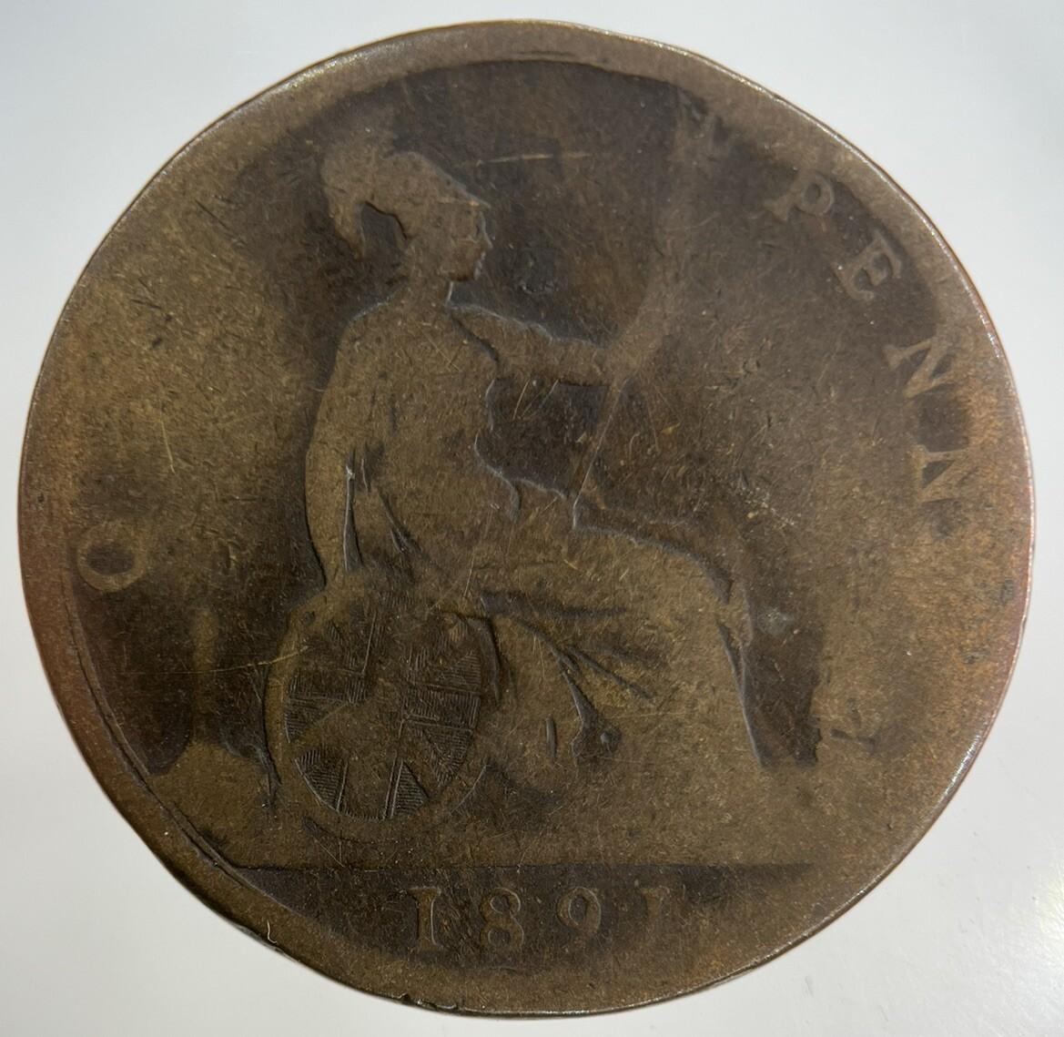 1891 Victoria One Penny Coin | Collectable Grade