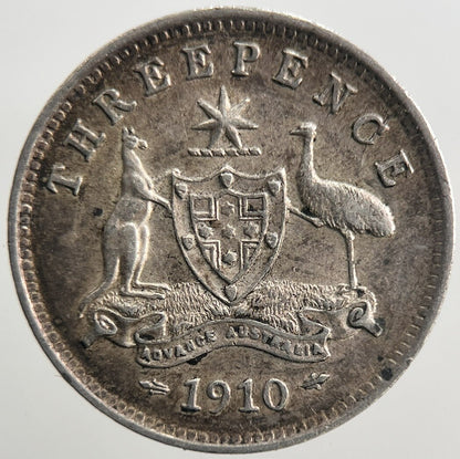 1910 Australia Threepence Silver Coin | Fine Collectable Grade | a1324