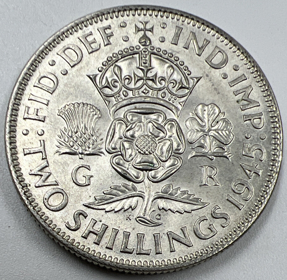 1945 George VI Florin | British Silver Coin | Very Fine Grade | a1065