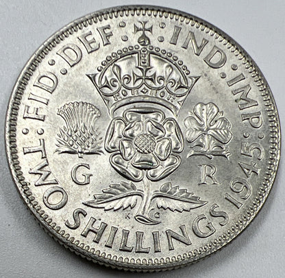 1945 George VI Florin | British Silver Coin | Very Fine Grade | a1065