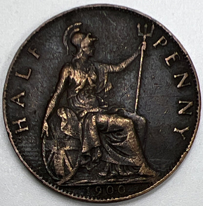 1900 Victoria Half-Penny Coin | British Coin | Fine Collectable Grade | a1080