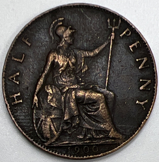 1900 Victoria Half-Penny Coin | British Coin | Fine Collectable Grade | a1080