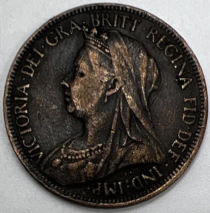 1900 Victoria Half-Penny Coin | British Coin | Fine Collectable Grade | a1080