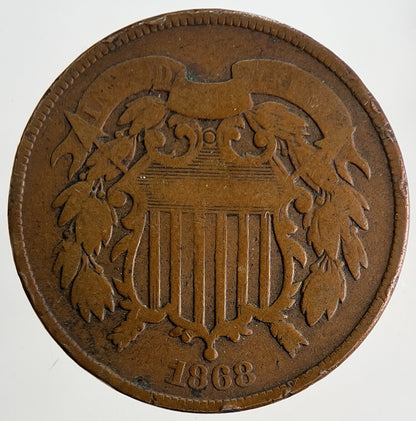 1868 US USA Shield 2 Cents Coin | Collectable Grade | a9759