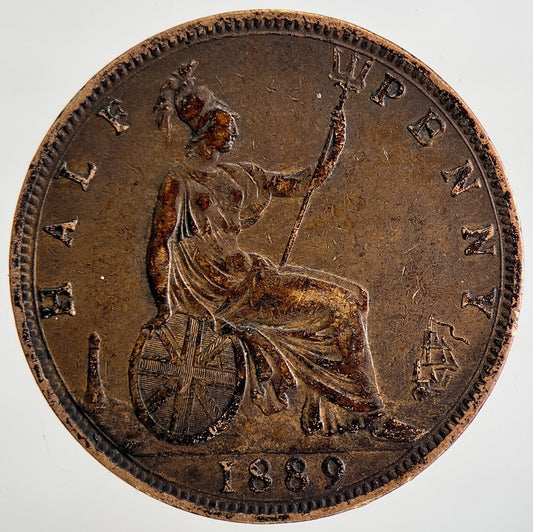 1889 Victoria Half-Penny Coin | British Coin | Fine Collectable Grade