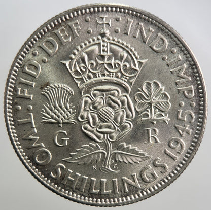 1945 George VI Florin British Silver Coin | Very High Grade