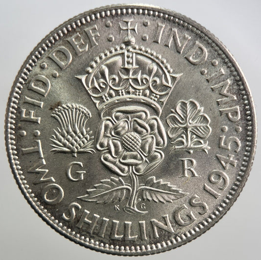 1945 George VI Florin British Silver Coin | Very High Grade