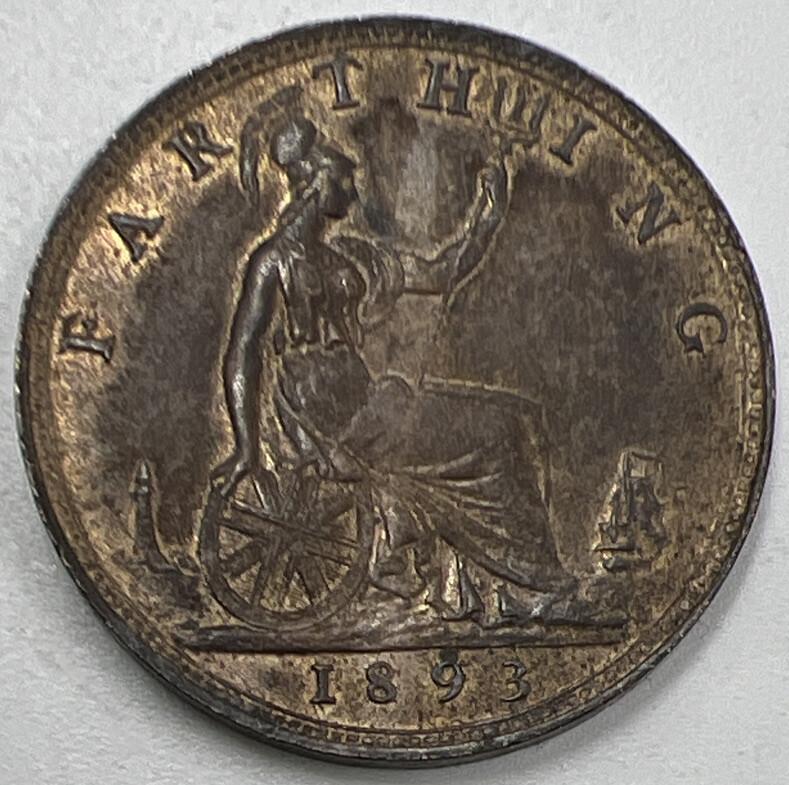 1893 Victoria Farthing | British Copper Coin | Fine Collectable Grade | a1031