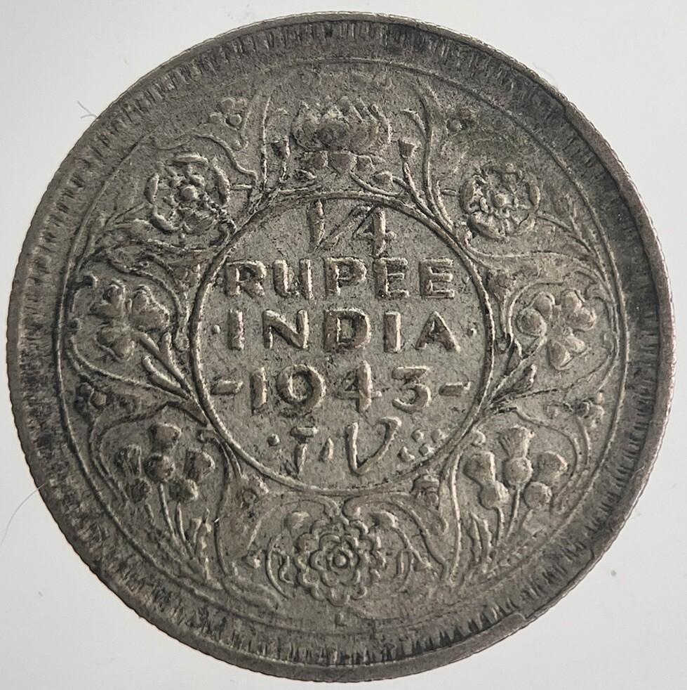 1943 India Quarter Rupee Silver Coin | Fine Collectable Grade | a6357