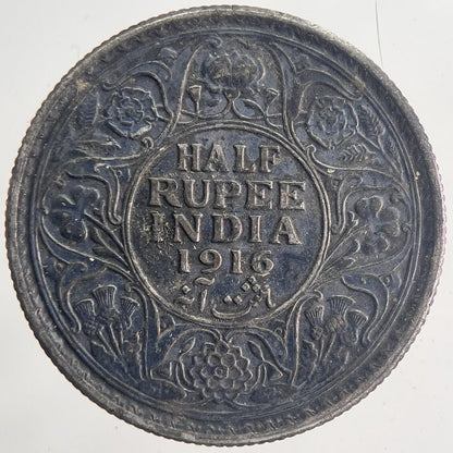 1916 India Half Rupee Silver Coin | Very High Grade | a6358