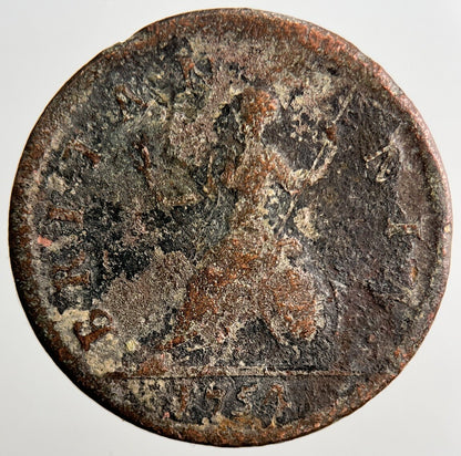 1754 George 2nd II Farthing Coin | Fair Grade