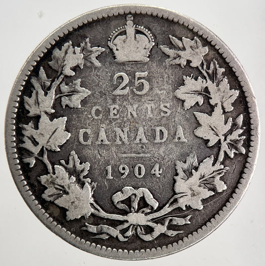 1904 Canada 25 Cents Silver Coin | Collectable Grade | a9799