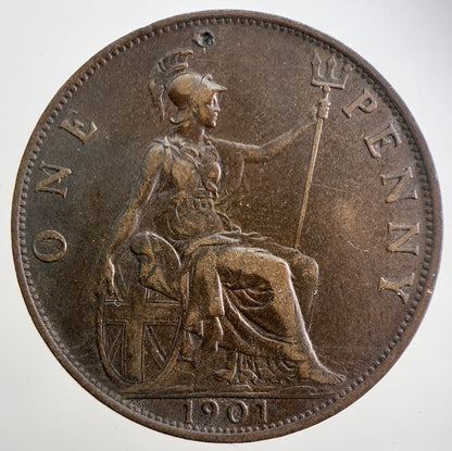 1901 Victoria One Penny Coin | Fine Collectable Grade | a1744