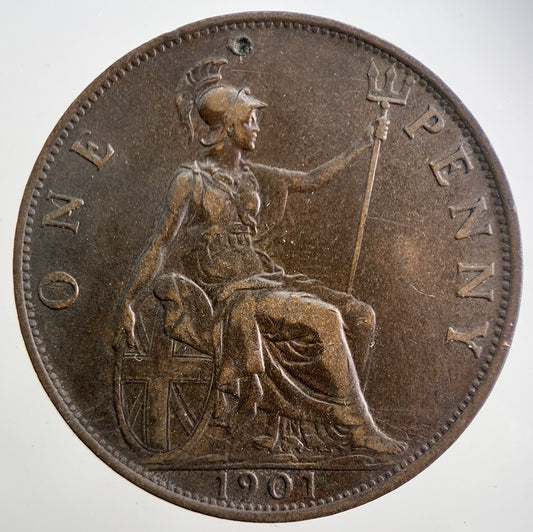 1901 Victoria One Penny Coin | Fine Collectable Grade | a1744