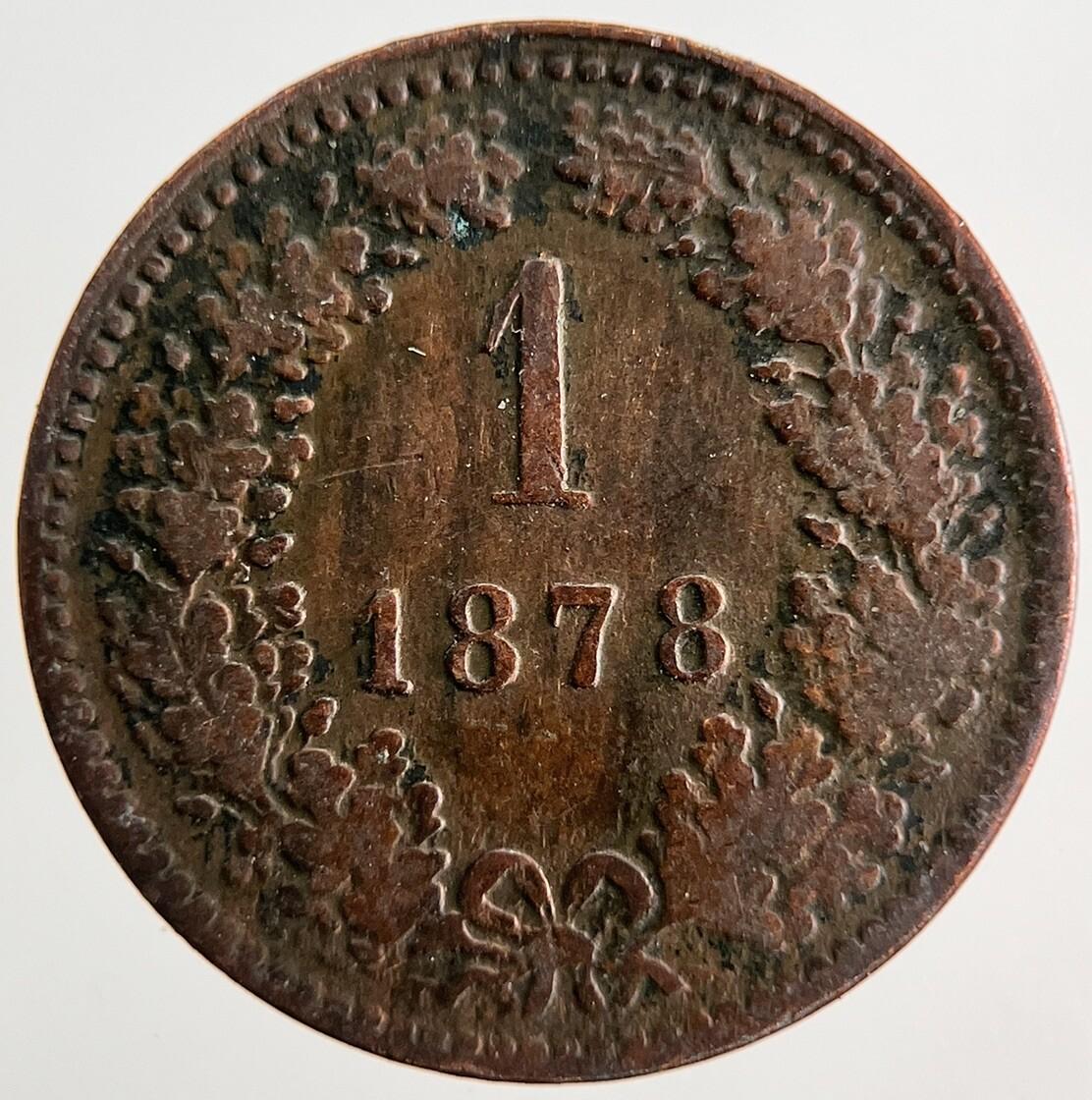 1878 Austria 1 One Kreuzer Coin | Fine Collectable Grade