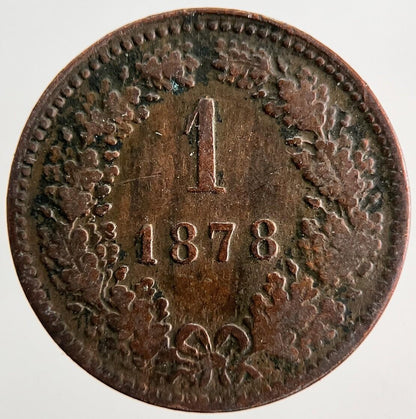 1878 Austria 1 One Kreuzer Coin | Fine Collectable Grade