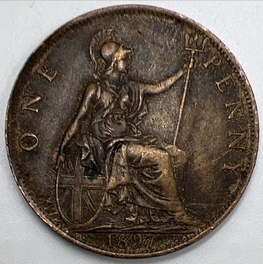 1897 Victoria Penny Coin | British Coin | Fine Collectable Grade | a1075
