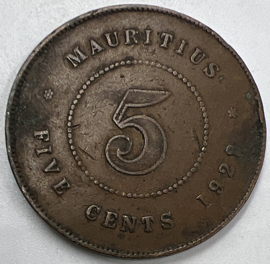 1922 Mauritius 5 Cents George V Coin | Collectable Grade | a1049