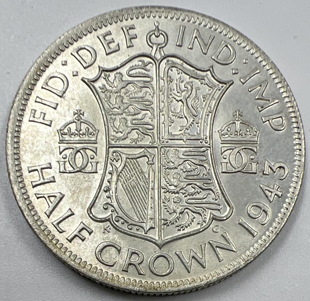 1943 George VI Half-Crown | British Silver Coin | Very Fine Grade | a1061