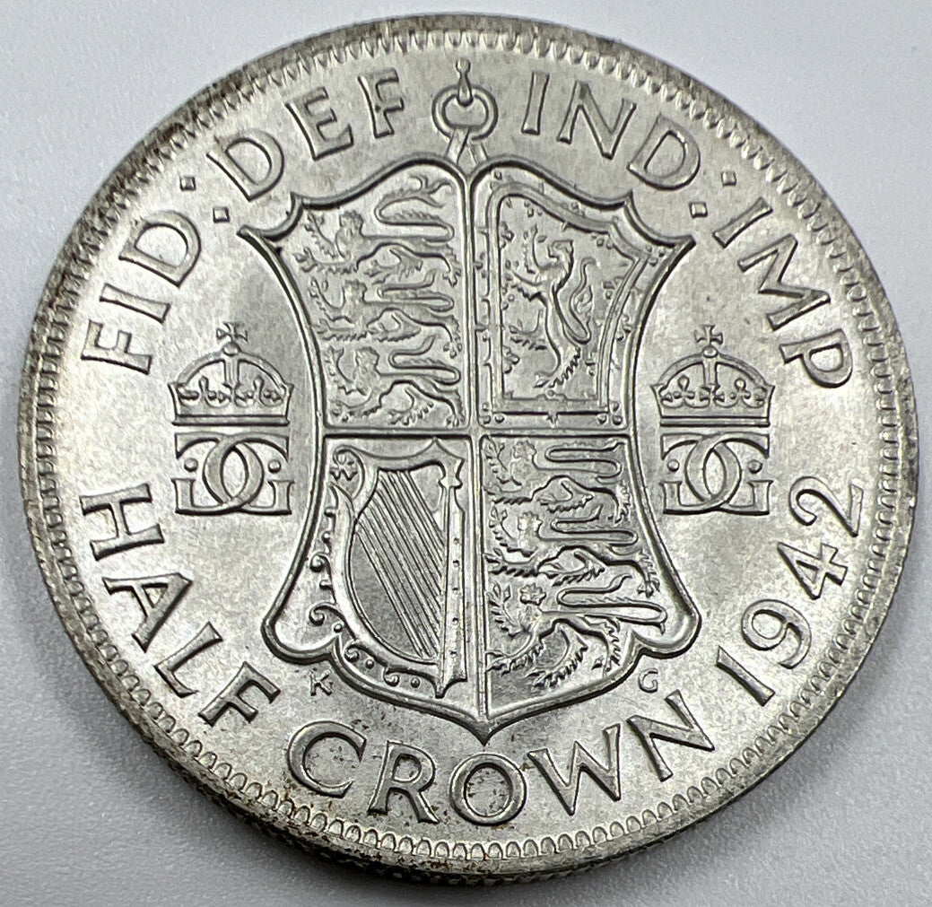 1942 George VI Half-Crown | British Silver Coin | Very Fine Grade | a1060