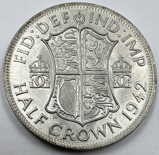 1942 George VI Half-Crown | British Silver Coin | Very Fine Grade | a1060