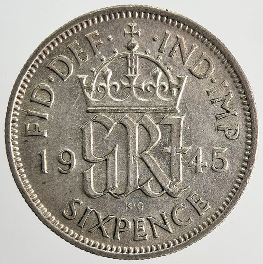 1945 George VI British Sixpence Silver Coin | Very High Grade | a9763