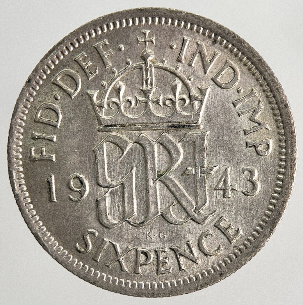 1943 George VI British Sixpence Silver Coin | Very High Grade | a9767